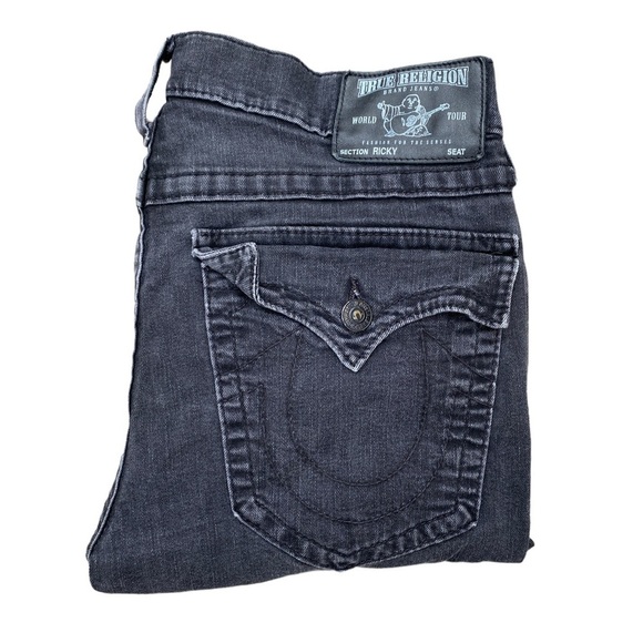 Vintage True Religion Jeans Size 34 Ricky Black - Picture 3 of 9